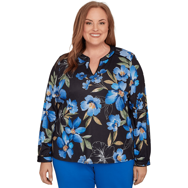 Plus Size Alfred Dunner Barcelona Watercolor Floral Blouse