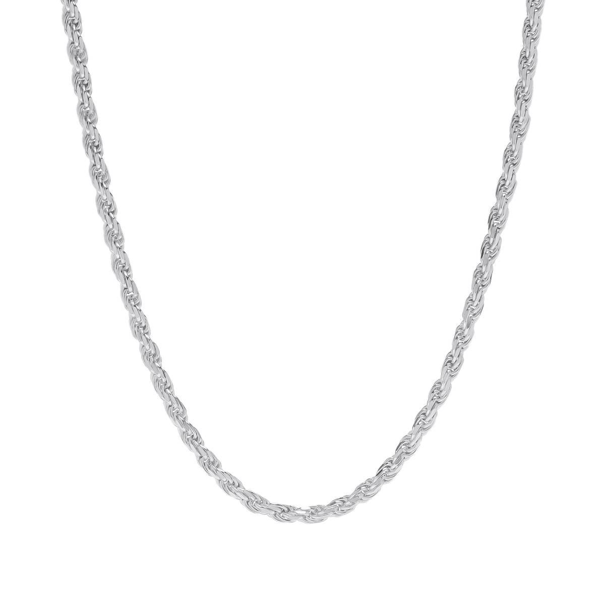 24n. Polished Sterling Silver Solid Rope Chain Necklace