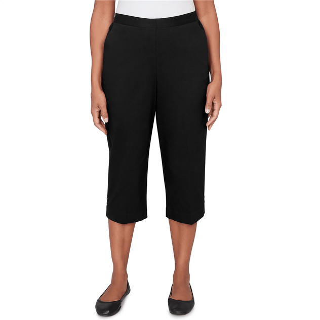 Petite Alfred Dunner Classics Solid Twill Button Hem Capris