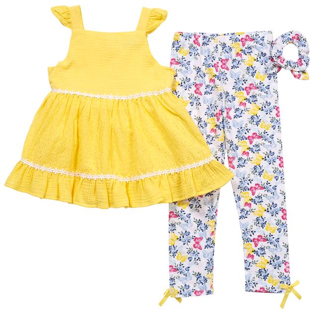 Girls (4-6x) Rare Editions 2pc. Eyelet Top w/ Floral Legging Set