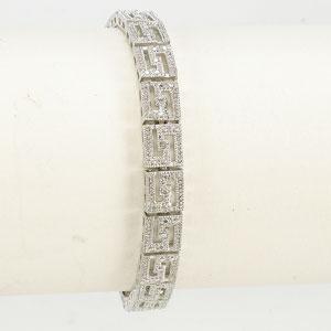 Gianni Argento Greek Key White Diamond Accent Bracelet