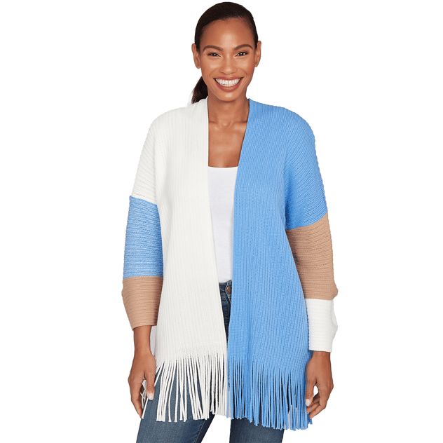 Womens Ruby Rd. Hello Holiday Color Block Rib Knit Cardigan