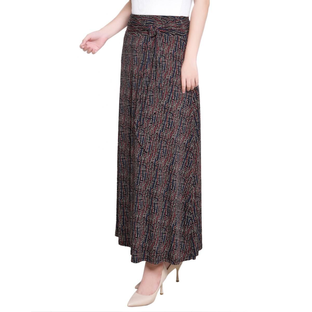 Womens NY Collection Pull On Front Twist Dots Maxi Skirt