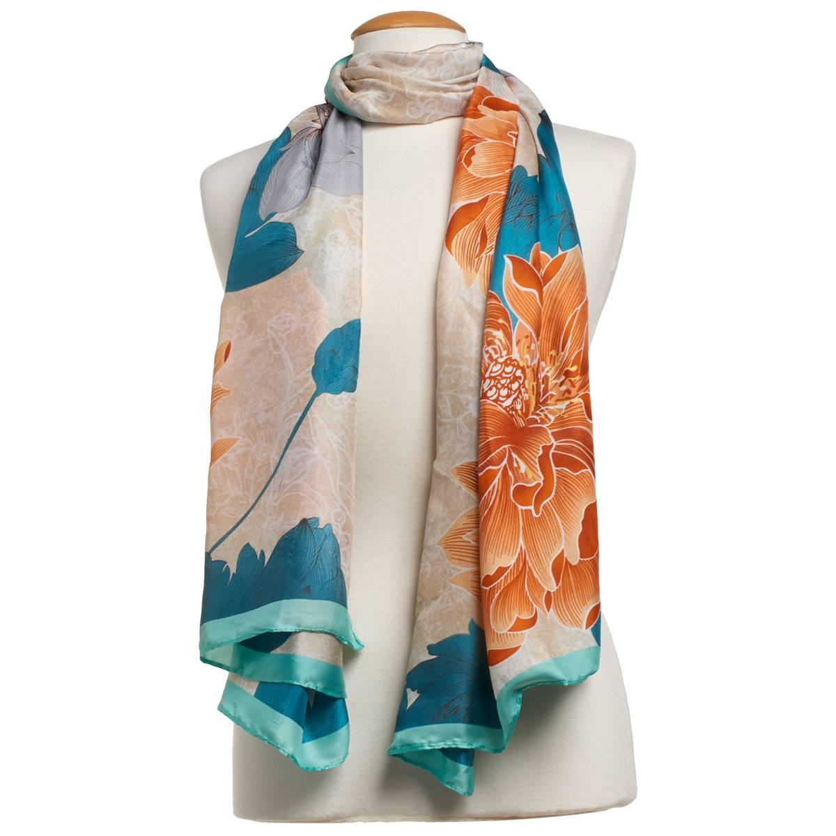 Womens Renshun Floral Butterfly Oblong Scarf