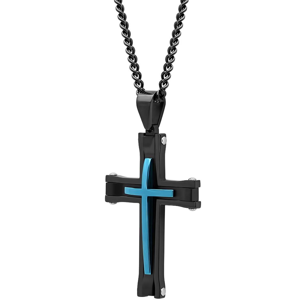 Mens Gentlemen's Classics™ Stainless Steel Cross Pendant Necklace
