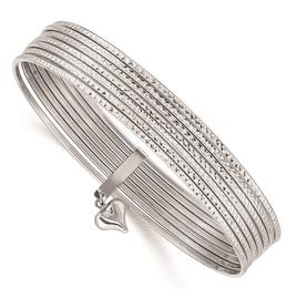 Gold Classics(tm) 14kt. White Gold Dangle Heart Set of 7 Bangles