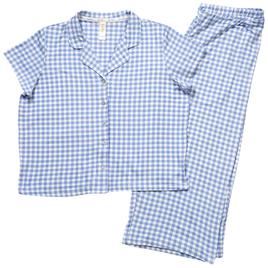 Womens Jessica Simpson Short Sleeve Gingham Capris Pajama Set