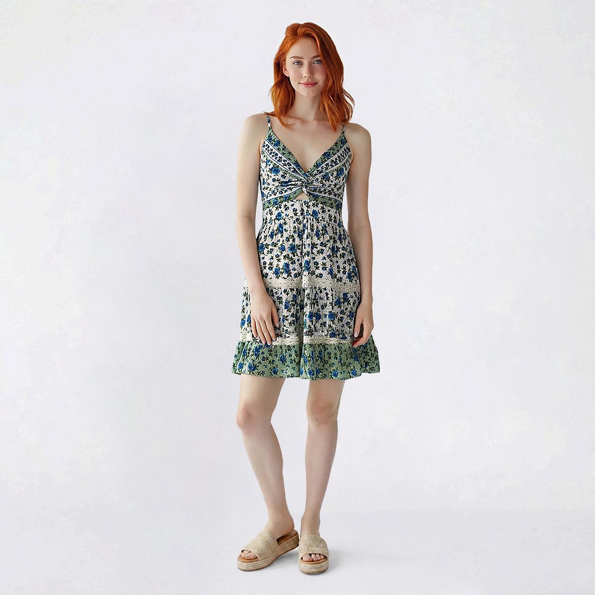 Juniors Angie Twist Front Keyhole Slip Dress