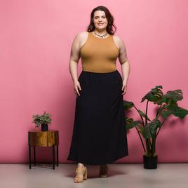 Plus Size 24/7 Comfort Apparel Elastic Waist A Line Maxi Skirt