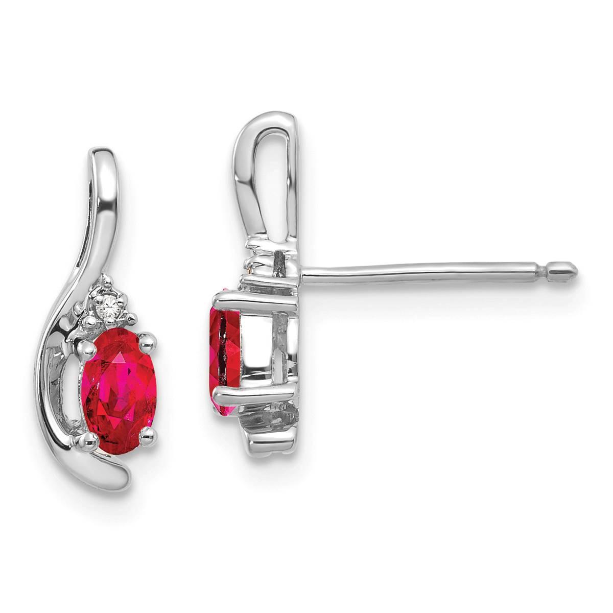 14kt. White Gold Oval Ruby Stud Earrings