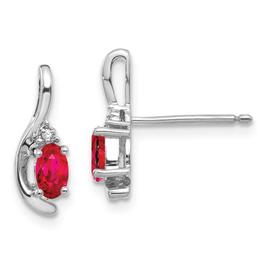 14kt. White Gold Oval Ruby Stud Earrings