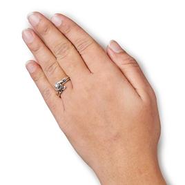 Haus of Brilliance Sterling Silver 1/10ctw. Diamond Bridal Set
