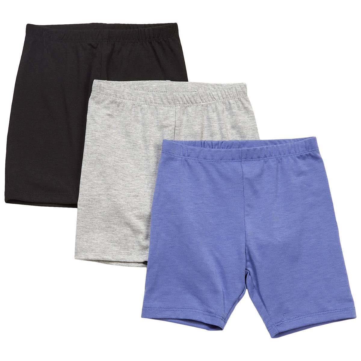 Girls (4-6x) One Step Up 3pk. Solid Bike Shorts - Bleached Denim
