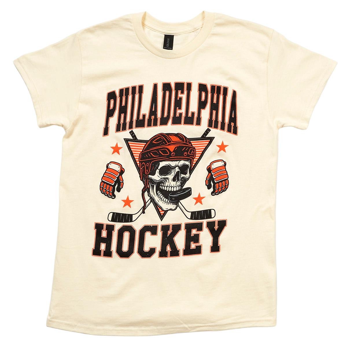 Mens Tailgate Philadelphia Hockey Puck Mouth Short Sleeve Tee