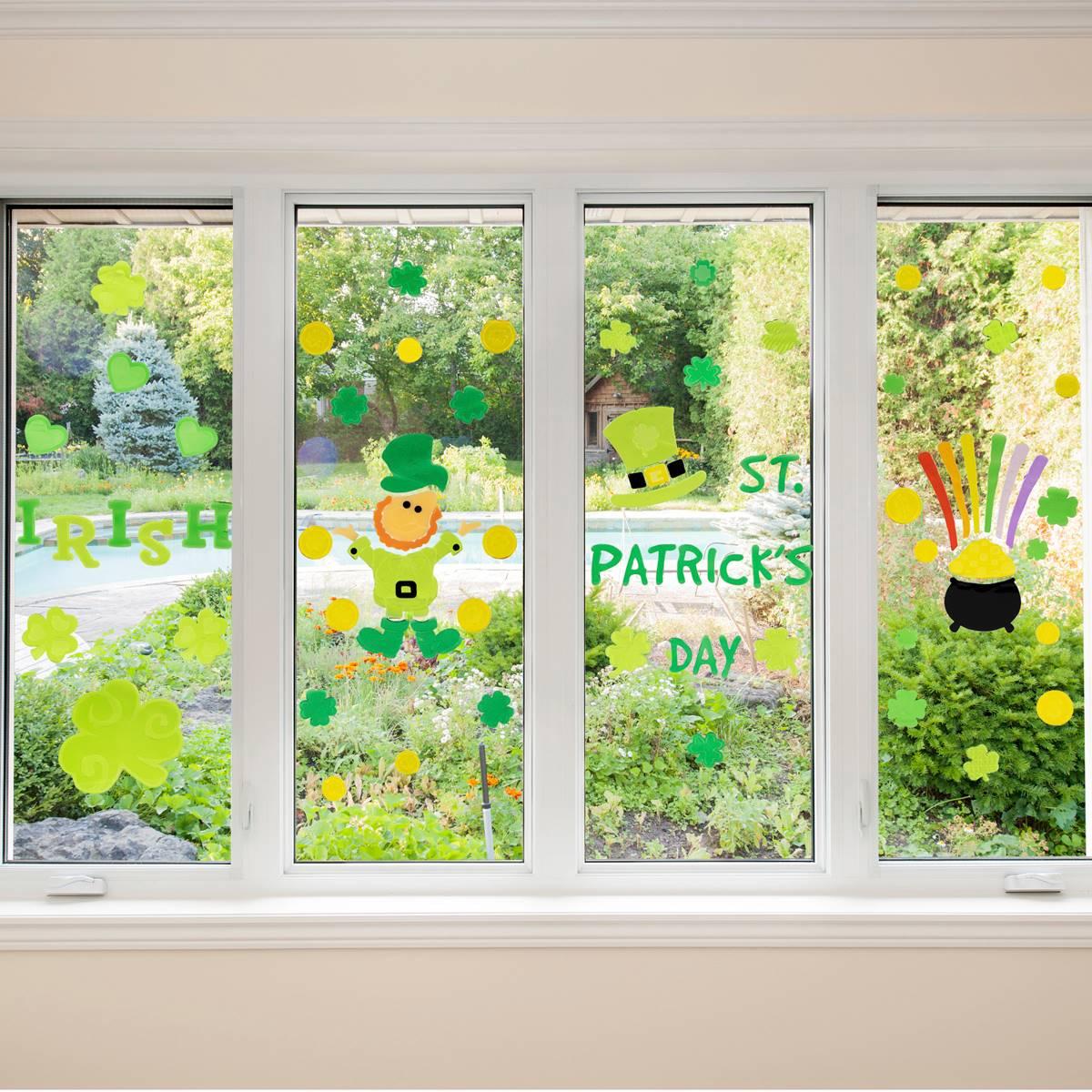 Northlight Seasonal St. Patrick''s Gel Window Clings - Set of 5