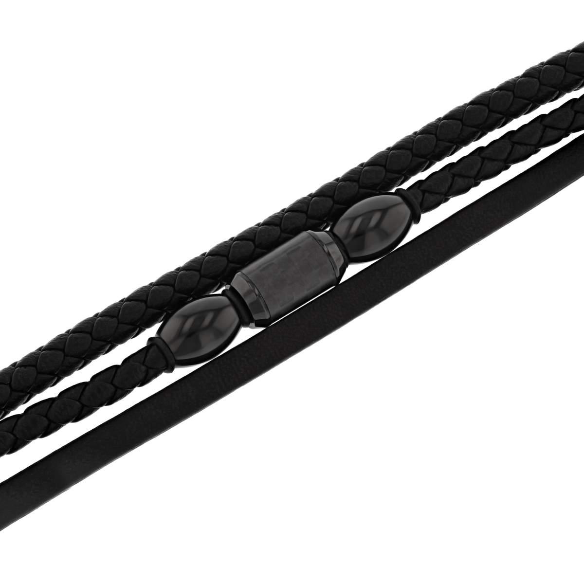 Mens Gentlemen's Classics Stainless Steel & Faux Leather Bracelet