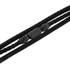 Mens Gentlemen's Classics Stainless Steel & Faux Leather Bracelet