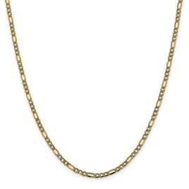 Unisex Gold Classics(tm) 3.2mm. 14k Semi Solid Pave Figaro Necklace