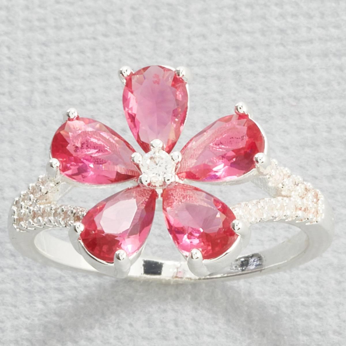 Ashley Cooper(tm) Silver Plated Fuchsia CZ Ring