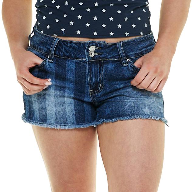 Juniors YMI® Faded Americana Denim Shorts