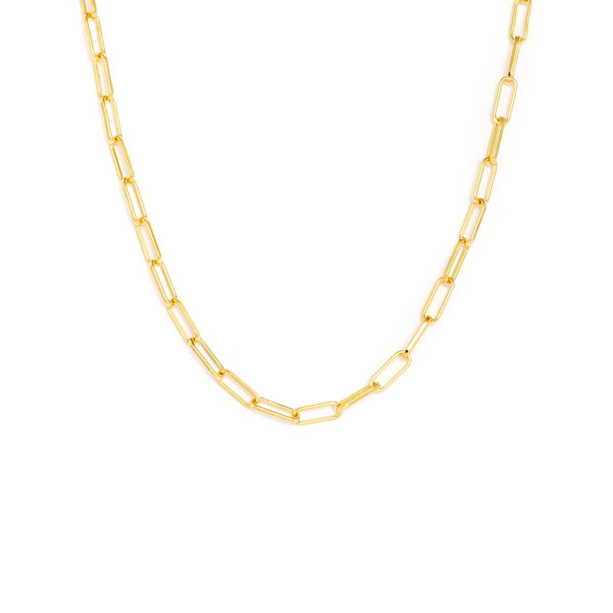 18in, Vermeil Sterling Silver Shiny Paperclip Chain Necklace
