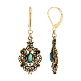 1928 Antique Gold-Tone Noveau Inspired Drop Earrings