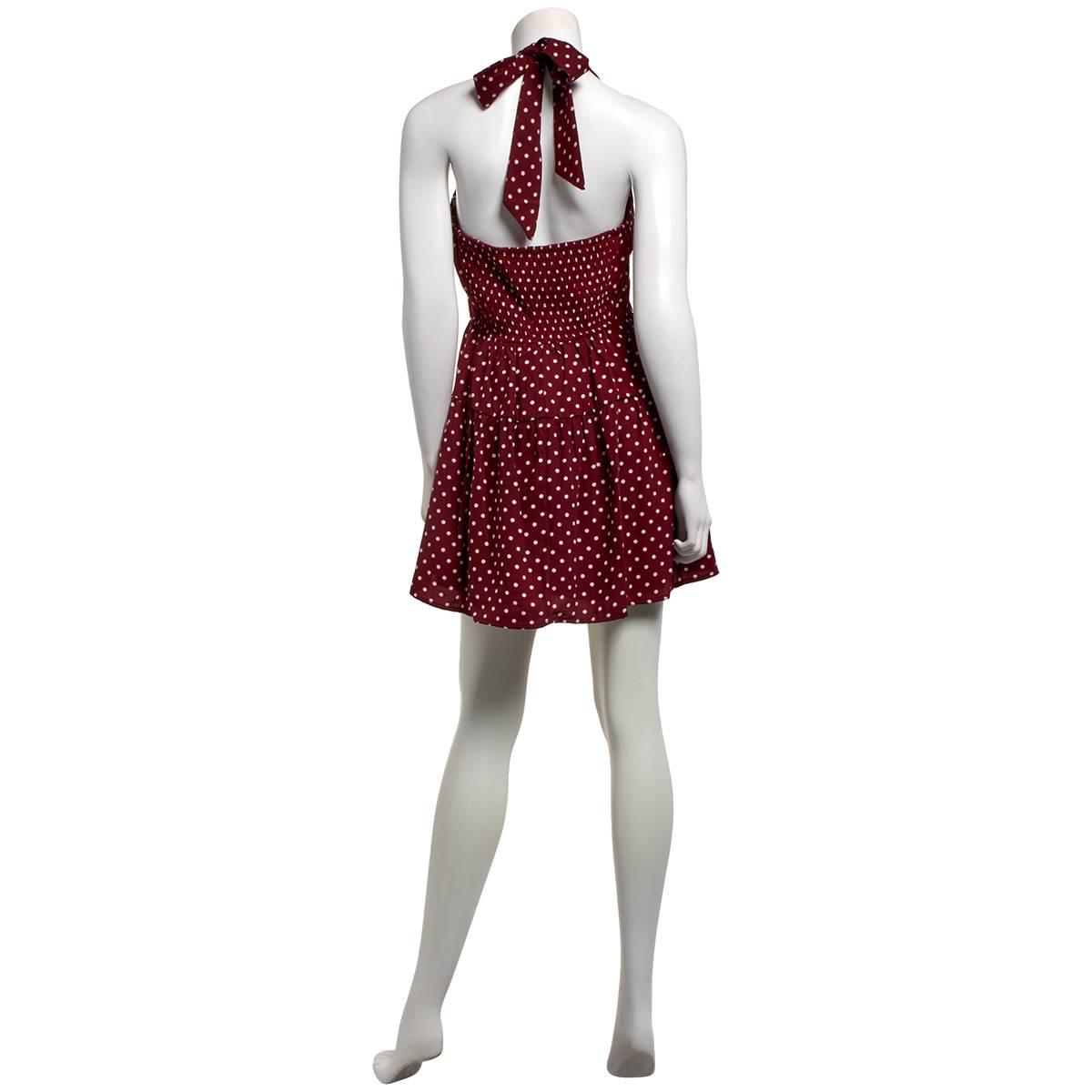 Juniors Trixxi Milan Dot Drop Waist Halter Skater Dress