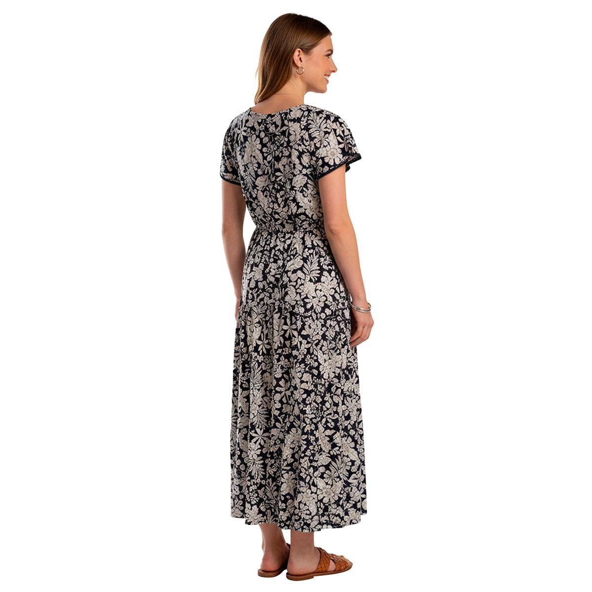 Womens Nautica Flutter Sleeve Floral Tiered Maxi Dress