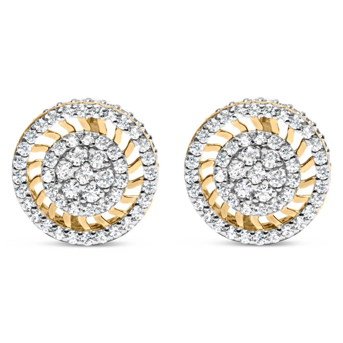 Haus of Brilliance 10kt. Gold 1ct. Diamond Sunburst Stud Earrings