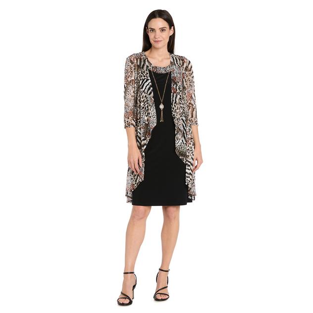 Womens R&M Richards Flyaway Abstract Animal Jacket Dress
