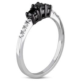 Radiant Rainbow™ 3 Stone Black Diamond Engagement Ring