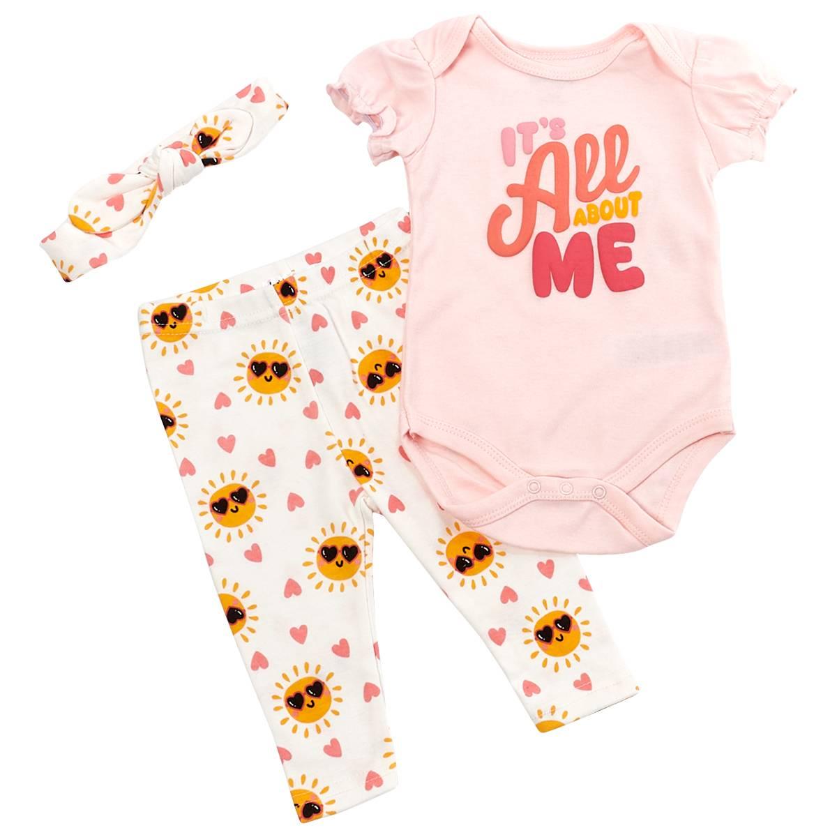 Baby Girl (NB-9M) bon bebe(R)  Me Leggings Set w/ Headband