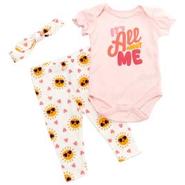 Baby Girl (NB-9M) bon bebe(R)  Me Leggings Set w/ Headband