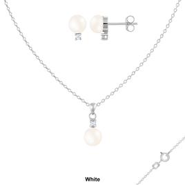 Splendid Pearls Sterling Silver Pearl Necklace &amp; Earrings Set