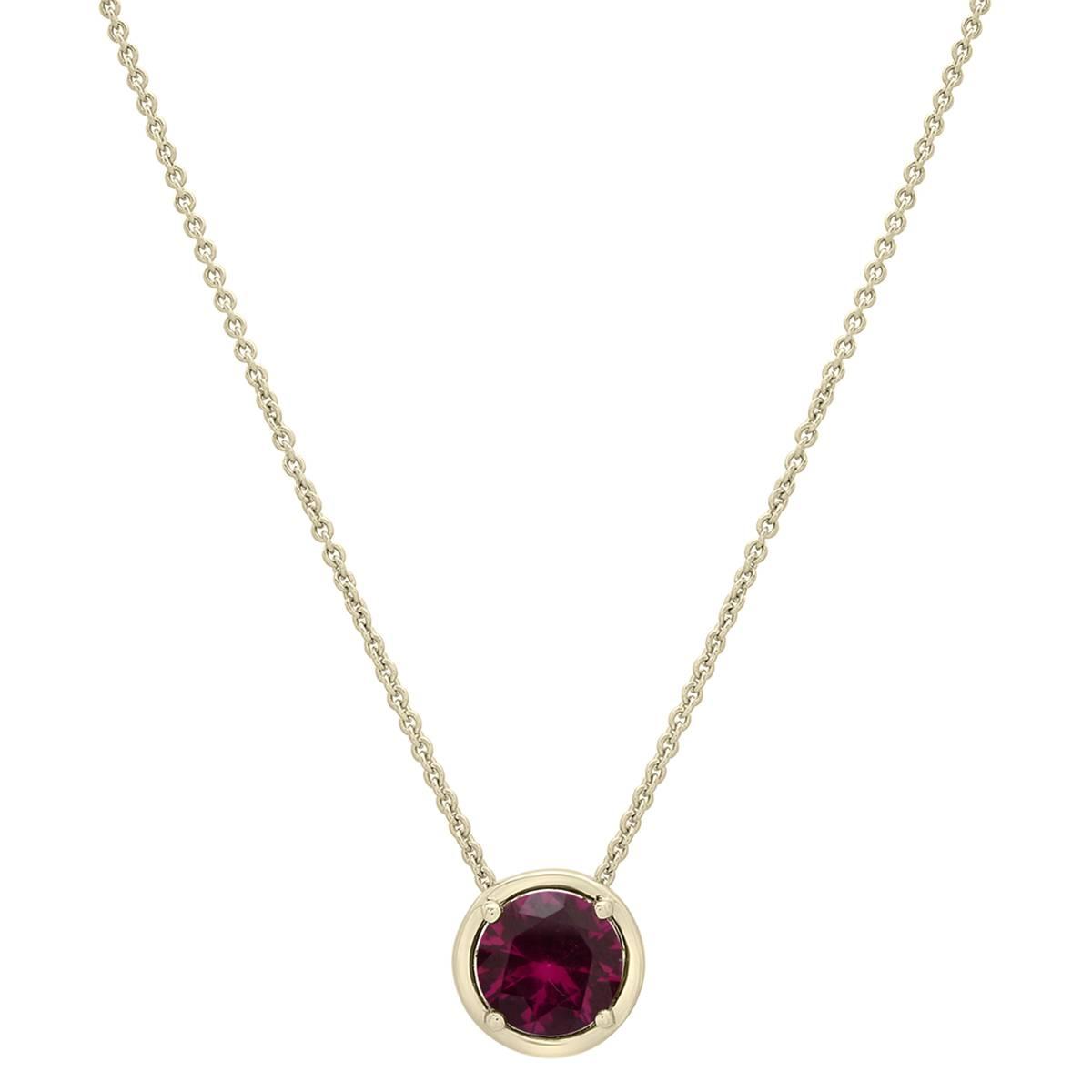 Gold Plated Garnet Center Stone Pendant Necklace