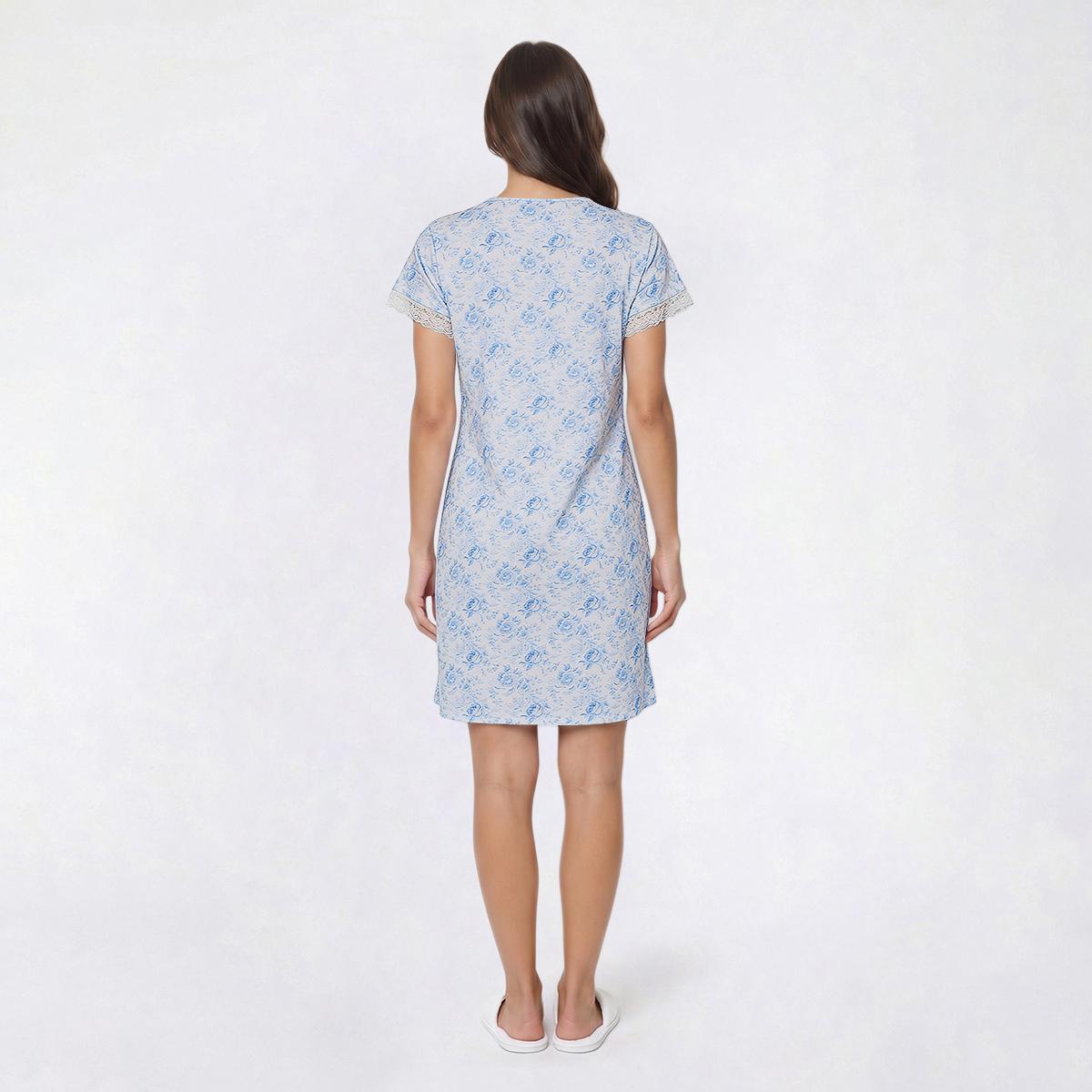 Plus Size Elizabeth & Nicole Short Sleeve Toile Keyhole Nightgown