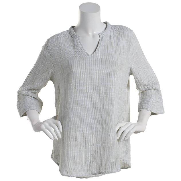 Petite Erika 3/4 Sleeve Marled Tunic Blouse