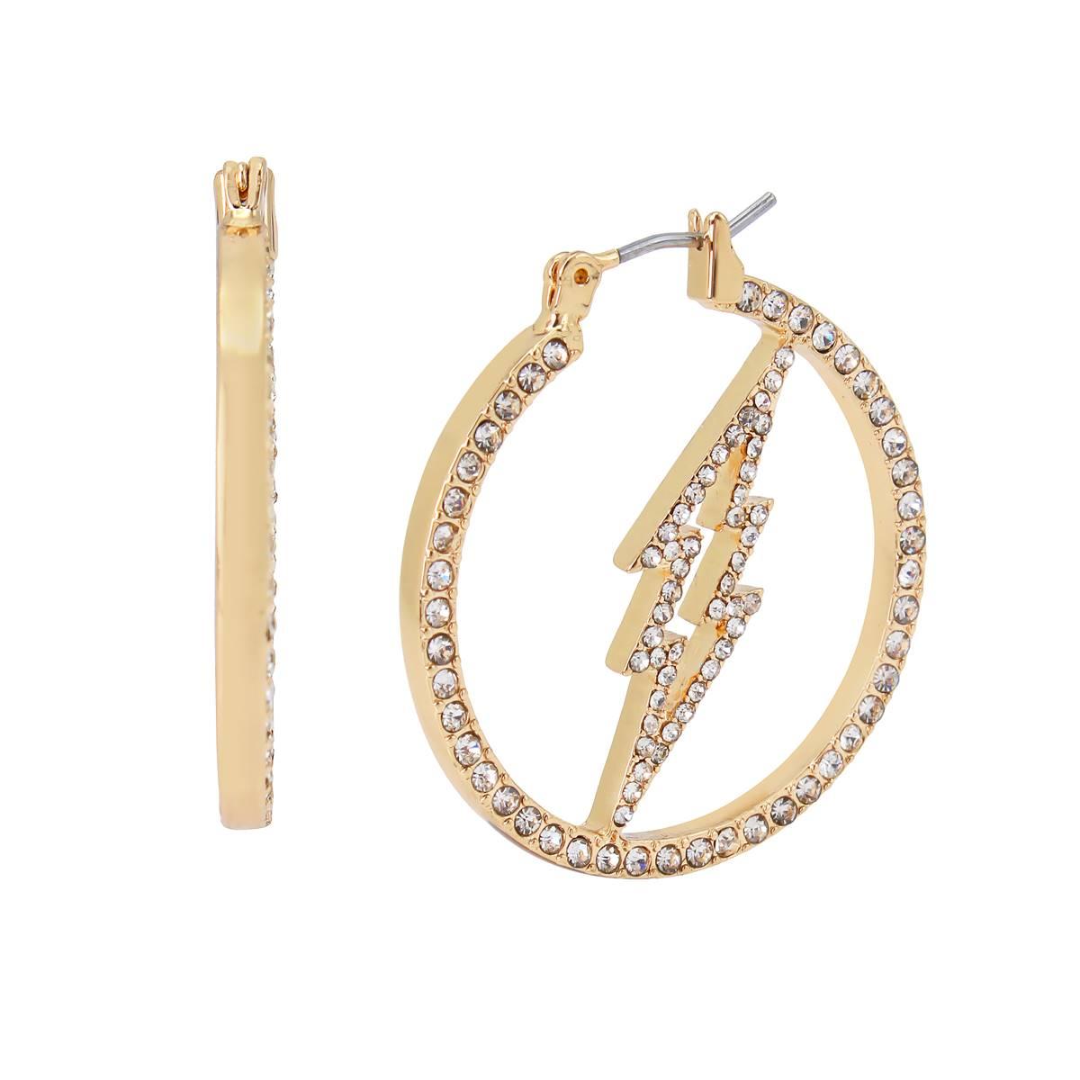 Steve Madden Gold Lightning Bolt Hoop Earrings