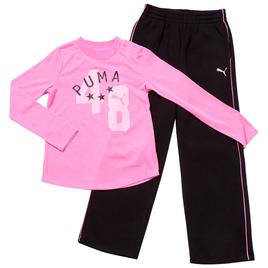 Girls (7-16) Puma Long Sleeve Tee w/ Wide Leg Sweatpants
