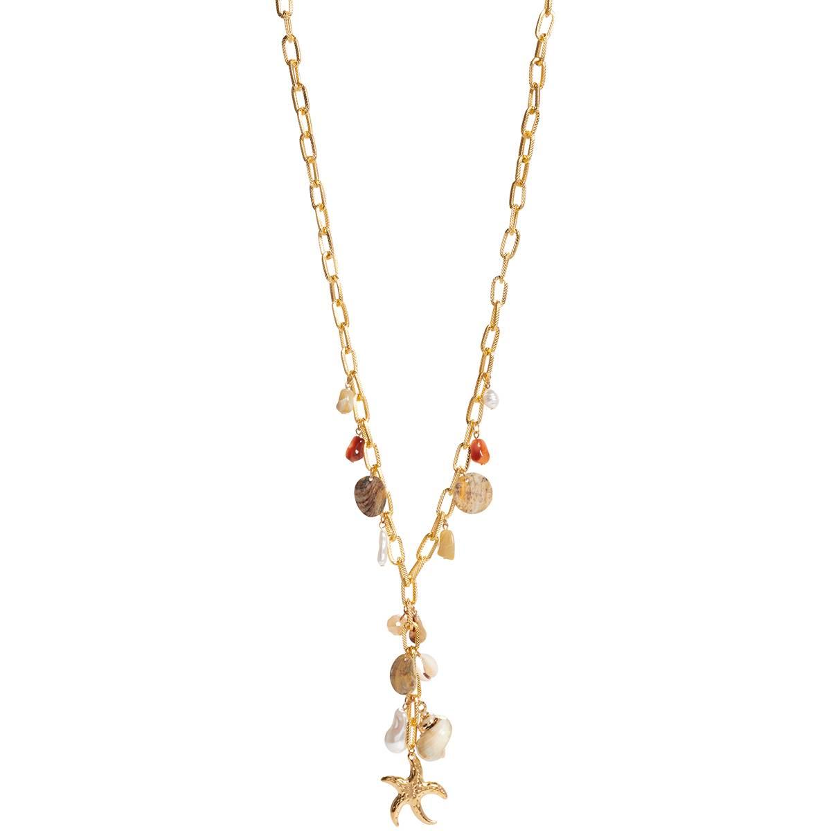 Ashley Cooper(tm) Gold-Plated Y-Necklace with Beach-Inspired Charms