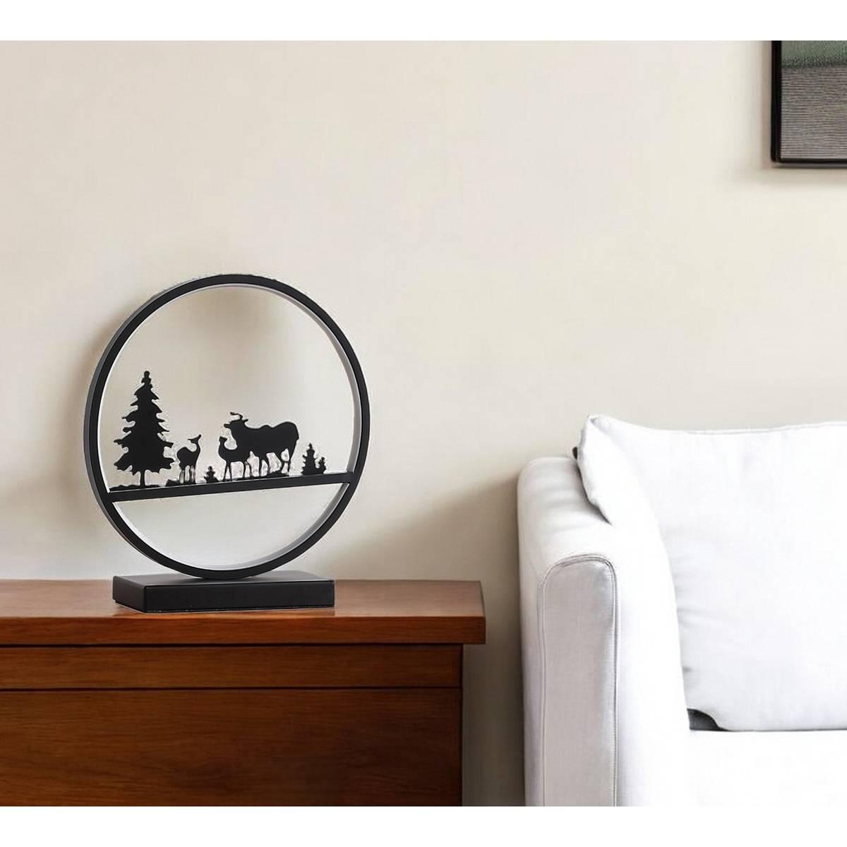 HomeRoots 13in. Black Bedside LED Table Lamp