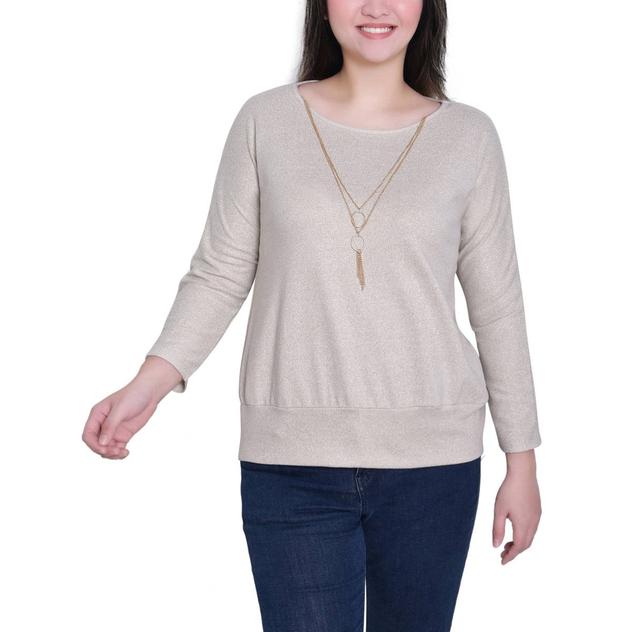 Womens NY Collection Dolman Sleeve with Necklace Blouse