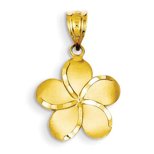 Unisex Gold Classics(tm) 14k Diamond-Cut Plumeria Pendant