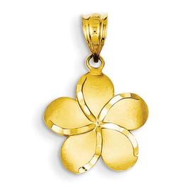 Unisex Gold Classics(tm) 14k Diamond-Cut Plumeria Pendant