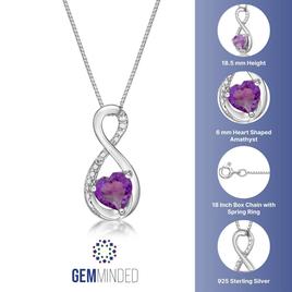 Gemminded  Sterling Silver 6mm Heart Amethyst Pendant