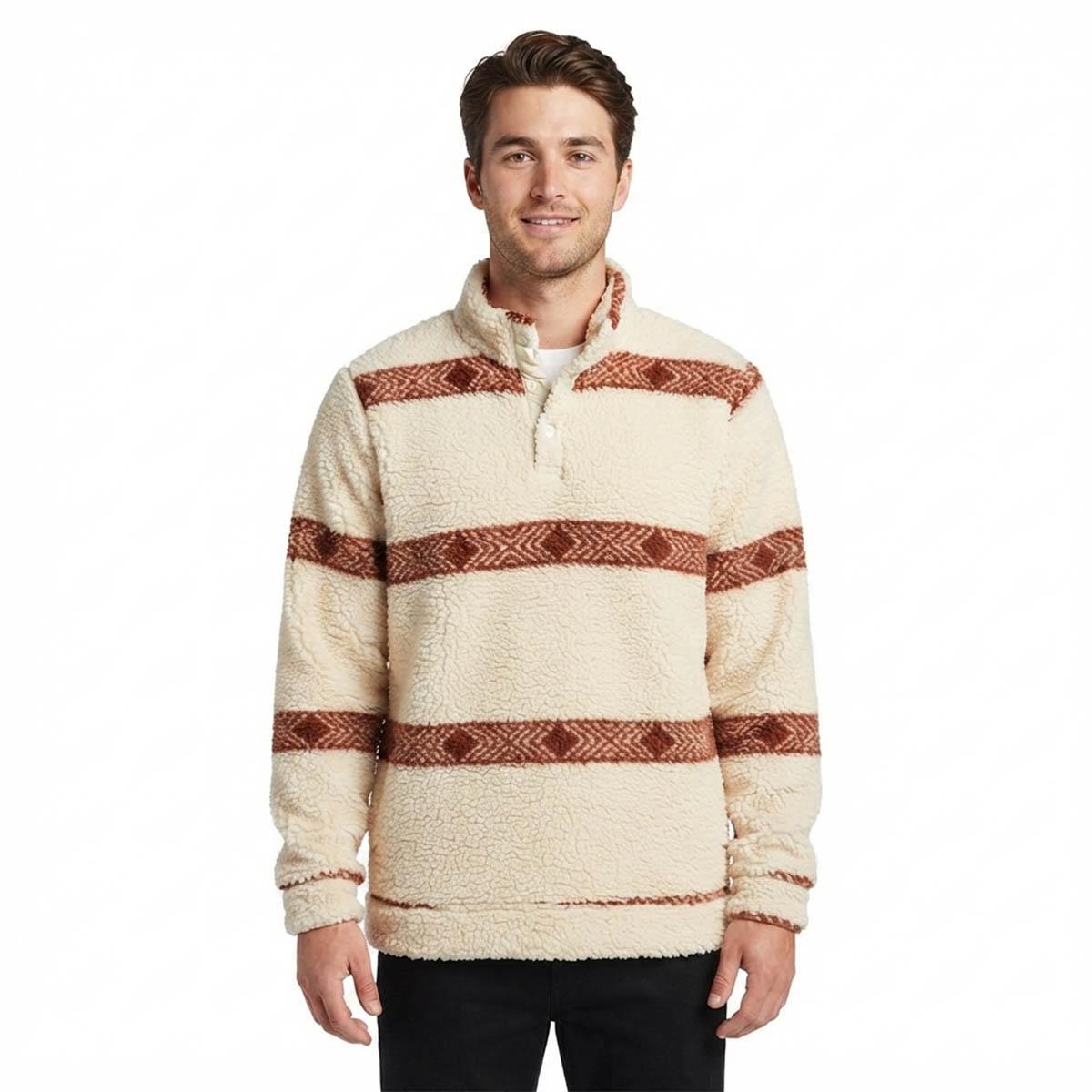 Young Mens Brooklyn Cloth(R) Arrow Stripe Sherpa Hoodie - Sand