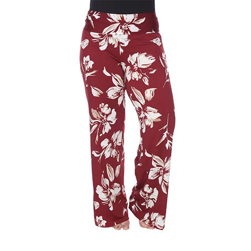 Plus Size White Mark Floral Print Palazzo Pants