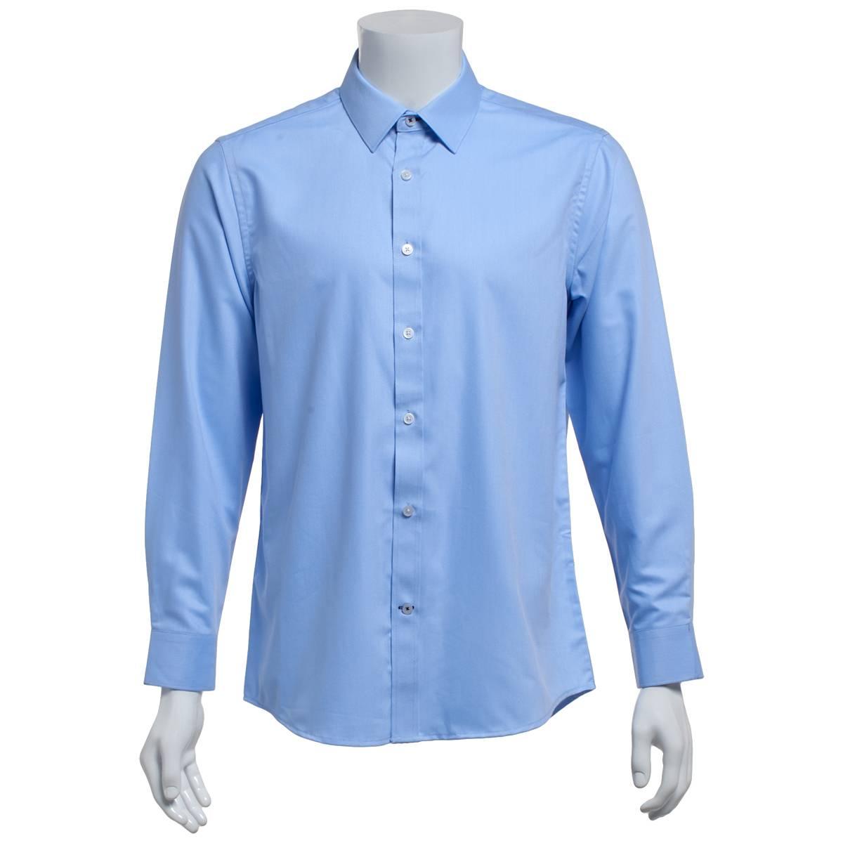 Mens Tom Baine Slim Fit Jacquard Dress Shirt - Blue Bamboo