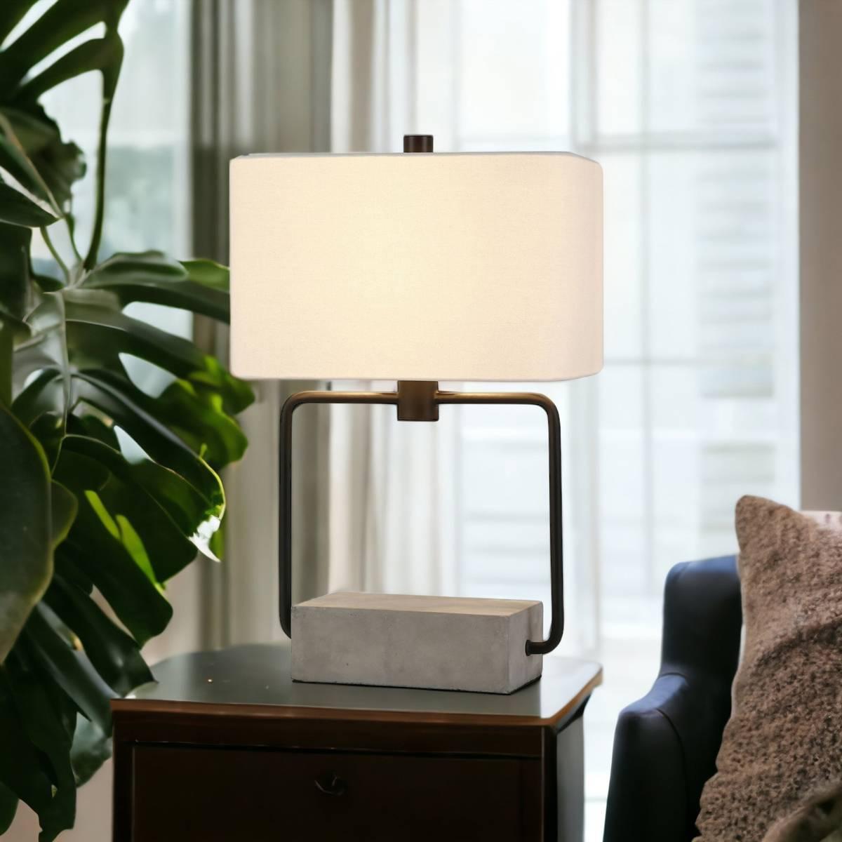 HomeRoots 22in. Grey and Black Mod Table Lamp