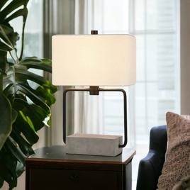 HomeRoots 22in. Grey and Black Mod Table Lamp